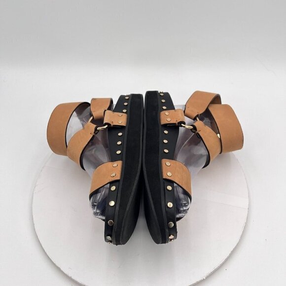 LA Tribe Women Size EU 40 US 9 Brown Leather Ankle Buckle Studed Platform Sandal - Picture 9 of 15